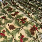 7 Cloth Christmas Napkins Pine Cones Holly Berries Pine Branch Gold