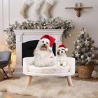 40 60cm Pet Sofa Bed For Small Dog Cat Half Round Soft Cushion Lounge Wood Legs