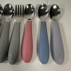 Elk And Friends Kids Silicone Handle Spoon Fork Utensil Lot Assorted Colors