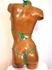 New Exotic Dancer Thong Bikini 2 Piece Set _-a Cup Green Cabaret Mesh