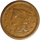 1854 Braided Hair Large Cent  Vf     Attractive Mustard-brown Tones  Decent Coin