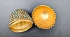 Antique Tibetan Egg Shaped Box With Turquoise Blue Stone Inlay 19th Century Rare