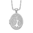 925 Sterling Silver Oval Tree Of Life Photo Locket Necklace