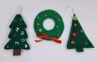 Handmade Felt Christmas Tree Ornament Lot Of 3 Ornaments