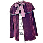 Vintage Victorian Velvet Cape Satin Bow Treasures Size 6 Burgandy Fairy Goth