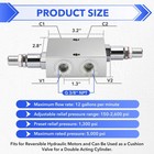 3 8 npt Dual  Hydraulic Relief Cushion Valve For Control Valve Motor Cylinder