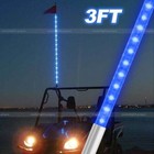 3ft Led Whip Lights Antenna Flag Pole Quick Release Base For Atv Utv Blue