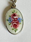 Vintage Creed Catholic Guilloche Enamel Slide Miraculous Sterling Medal Necklace