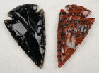 Two Points Black And Mahogany Obsidians 2 1  Spear  Knife Blade Arrowhead I-578