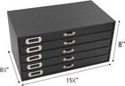 Jewelry Storage Organizer Case Cabinet 5 Drawer Black Faux Leather 15  X 8 
