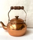 Vintage Copper Tea Kettle With Wooden Handle