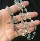 Lovely Antique Sterling Silver And Cut Glass Crystal Rosary Beads With Crucifix