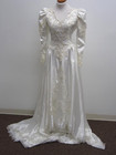 Vintage Alfred Angelo Shiny White Satin  Long Sleeve Wedding Dress Gown Size 10