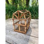 Vintage Wood Wire Critter bird Cage Barn Shaped Primitive Rustic
