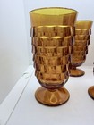 Indiana Whitehall Colony Cubist Amber Juice Glasses Set Of 4 Vintage 5 1 8   