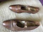 Original Vintage 1920s 30s Brown Leather  2      heel Women Shoes Size 8