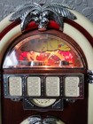Vintage Style Tabletop Mini Jukebox Radio music Player  Wood Finish  Light-up Wo