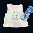 Cat   Jack Baby 3 Pc Blue Cotton Split Back Shirt Head Band Bloomers Set 0-3 Mo