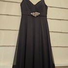 Cinderella Black Formal Gown Maxi Dress Rhinestone Empire Waist Spaghetti Strap