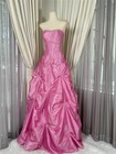 Sparkly Pink Satin Evening Dresses Strapless Sleeveless Lace Up Back Prom Gowns