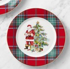 Williams Sonoma Red Tartan Plaid Salad Plates   Santa s List  christmas Set Of 4