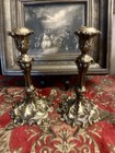 French Rococo Revival Style Brass Over Bronze Dor   10  Tall Candlesticks
