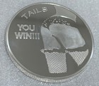   Heads You Win - Tails You Win    Adult Nude Flipping Coin  New Silver Finish 