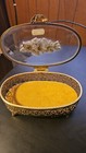 Antique Gold Ormolu Filigree Glass Casket Jewelry Box