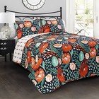  3 Piece Poppy Garden Quilt Set Full queen Navy