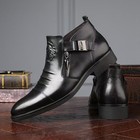 Men s Stylish Ankle Boots Lion Embossed Detail  Side Zipper Metal Buckle