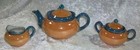 Vintage 24 Piece Peach Periwinkle Blue Porcelain Lusterware Child Tea Set Japan