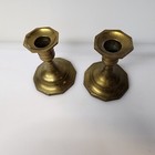 Pair Of Antique Solid Brass Candlesticks Approx 3 5  