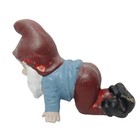 Vintage Garden Gnome Ceramic Painted Red White Blue Kneeling 10  Pixie Flaws