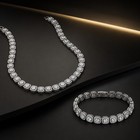 Men s Silver Gold Plated Baguette Diamond Tennis Chain 16-30  Necklace