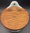 Vintage Victorian Milk Glass Salt Box   Wall Hanger With Wood Lid Read