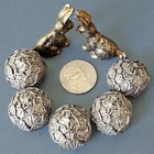 Lot Of 7 Vintage Pewter Figurines  5 Cabbage Heads   2 Gold-toned Bunny Rabbits