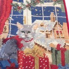 Jabara Needlepoint Christmas Stocking Cat Lover Cats  Tapestry Decor Vintage