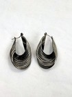 Antique Sterling Silver Twisted Multi-line Hoop Pierced Earrings Marked Ster