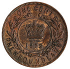 Canada  Newfoundland 1872-h Bronze Large Cent   Km-1