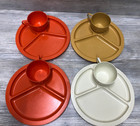 4 Vintage Gits Ware 50 s-60 s Plastic Divided Plates   Cups Dinnerware Camping