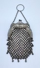 Antique Art Nouveau Whiting   Davis Sterling Silver Mesh Chatelaine Purse