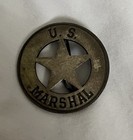 Vintage U s  Marshal Metal Badge Pin W star Old West Frontier Liberty Justice
