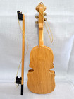 Vintage Wooden Violin Ornament With Bow 7 5  Mini Musical Instrument Figurine