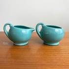 Metlox 200 Series Turquoise Blue Individual 219 1 2 Creamer   218 1 2 Sugar Bowl