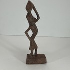 Vintage 6 5    African Woman Tribal Statue Wood Carved Folk Art Figure Sculpture