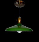 1 Vintage 12  Porcelain Pendant Industrial Green Painted Barn Lamp Light Corded