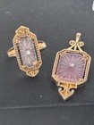 Rare Vintage Avon Frostlight Ring   Pendant Set   4 75