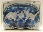 Vtg 50s Hommer Mfg Blue Marbled Plastic Kitten Sewing Jewelry Box Case Organizer