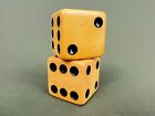 Vtg Pair Bakelite Butterscotch Game Dice Straight Corner Tested 1 1 2   130grams