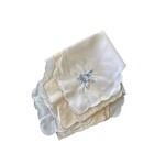 Vintage Art Deco Blue Embroidered Floral Handkerchief Pre-1930s Set Of 2